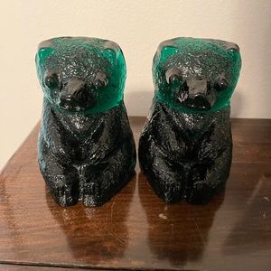 Blenko glass bear bookends